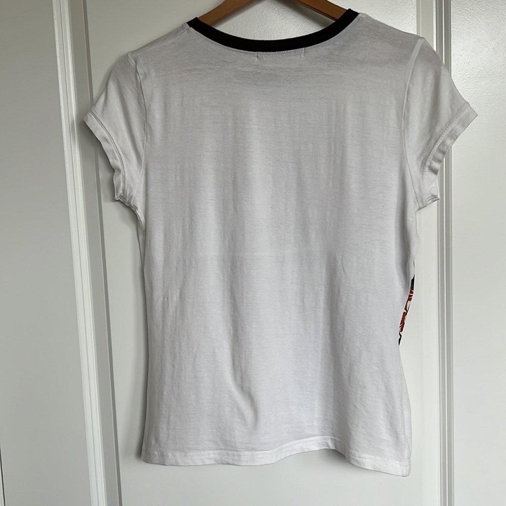 Ginger Mary African Print T-Shirt Women’s 8 / Medium White Brown Orange Stitches - Picture 6 of 9
